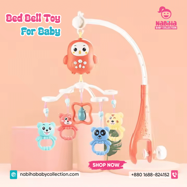 Happy Bed Bell – Musical Crib Mobile with Remote & Rotating Toys