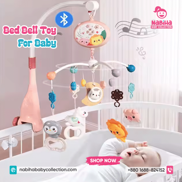 Happy Bed Bell – Musical Crib Mobile with Remote & Rotating Toys