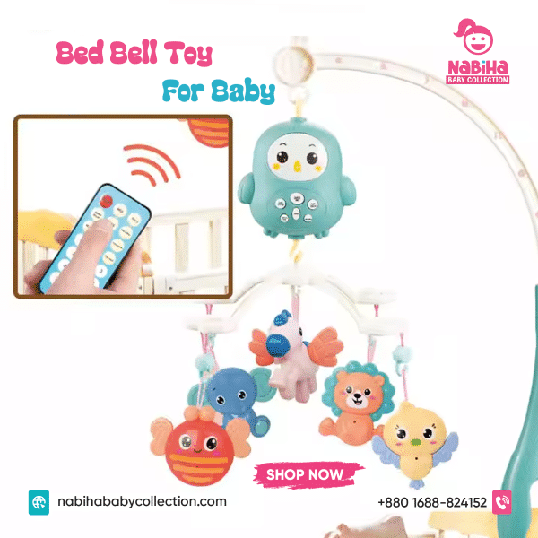 Happy Bed Bell – Musical Crib Mobile with Remote & Rotating Toys