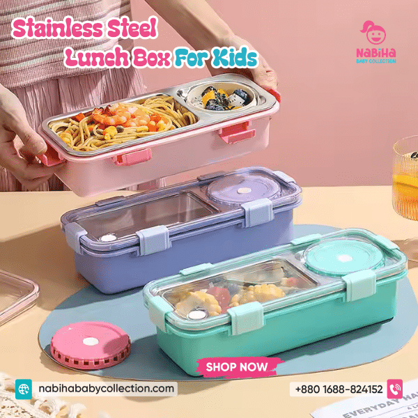 Modern Stainless Steel Bento Lunch Box with Cutlery