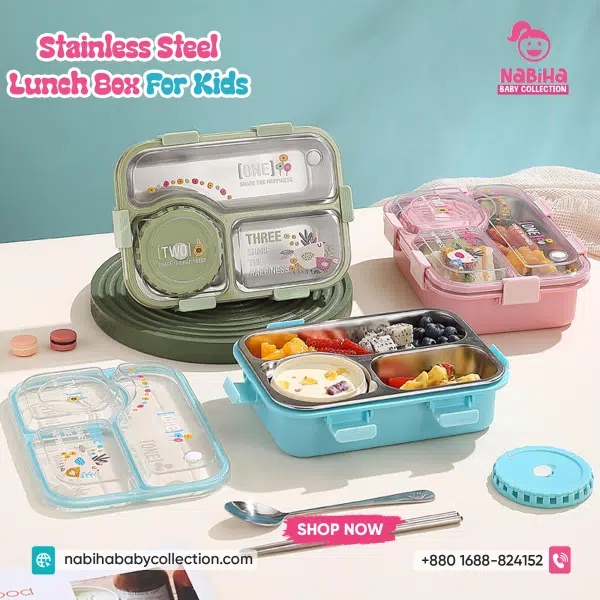 Bento-Style Stainless Steel Kids Lunch Box