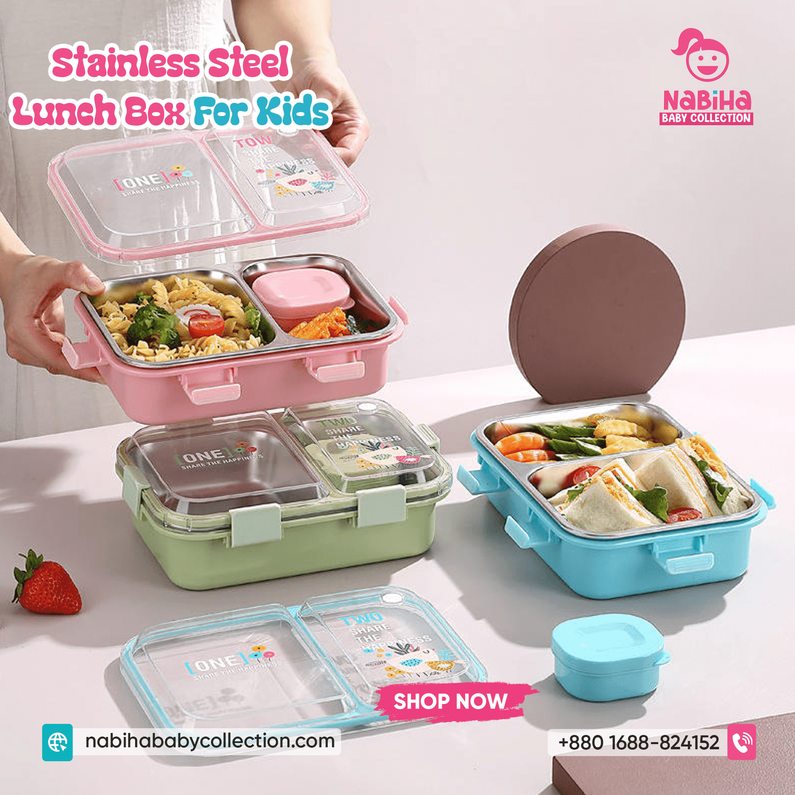 Bento-Style Stainless Steel Kids Lunch Box