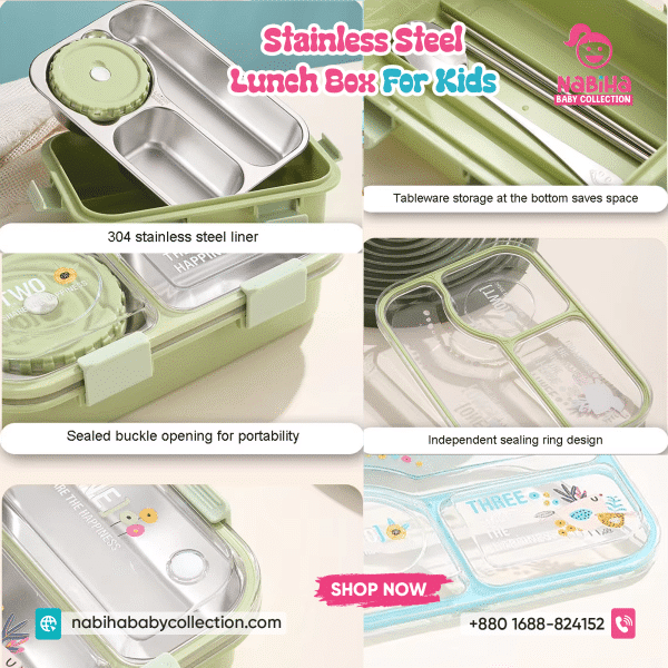 Bento-Style Stainless Steel Kids Lunch Box