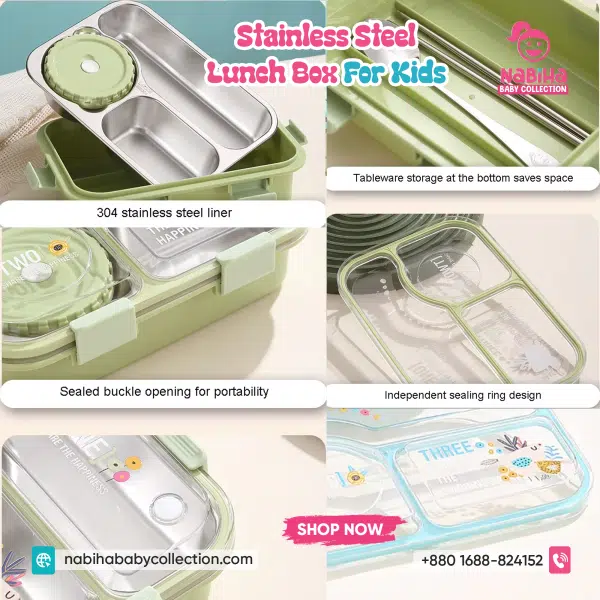 Bento-Style Stainless Steel Kids Lunch Box