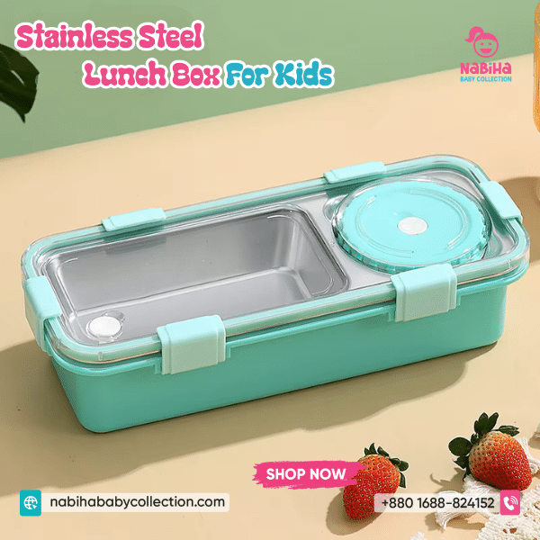 Modern Stainless Steel Bento Lunch Box with Cutlery