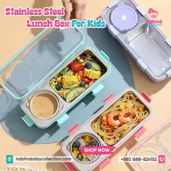 Modern Stainless Steel Bento Lunch Box with Cutlery