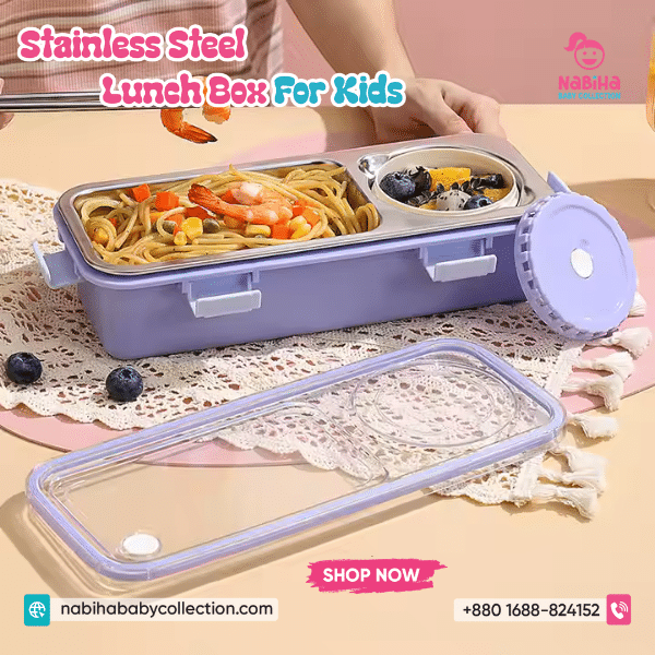 Modern Stainless Steel Bento Lunch Box with Cutlery