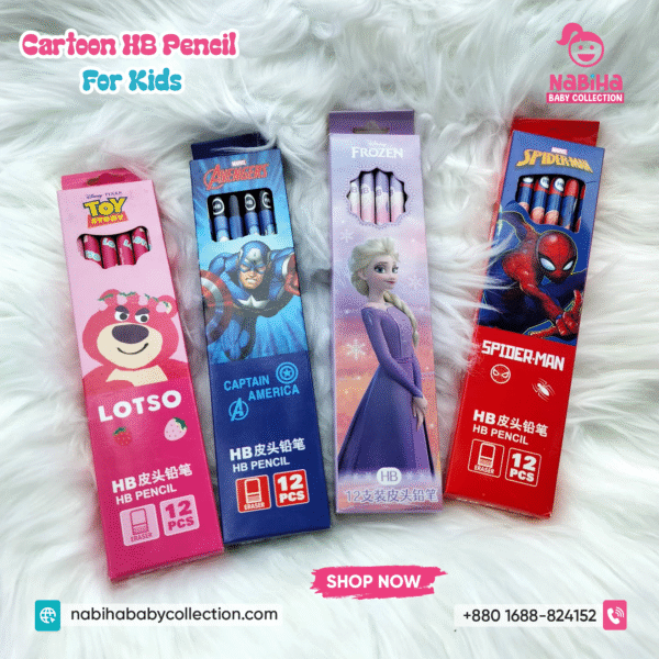 Cartoon HB Pencils for Kids (12 Pieces)