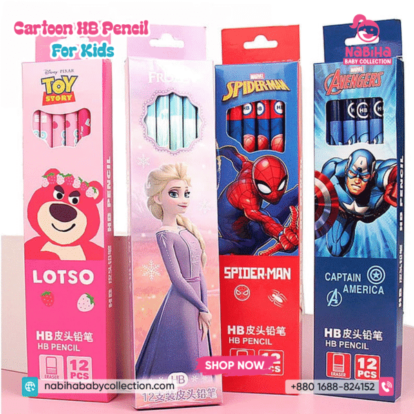 Cartoon HB Pencils for Kids (12 Pieces)