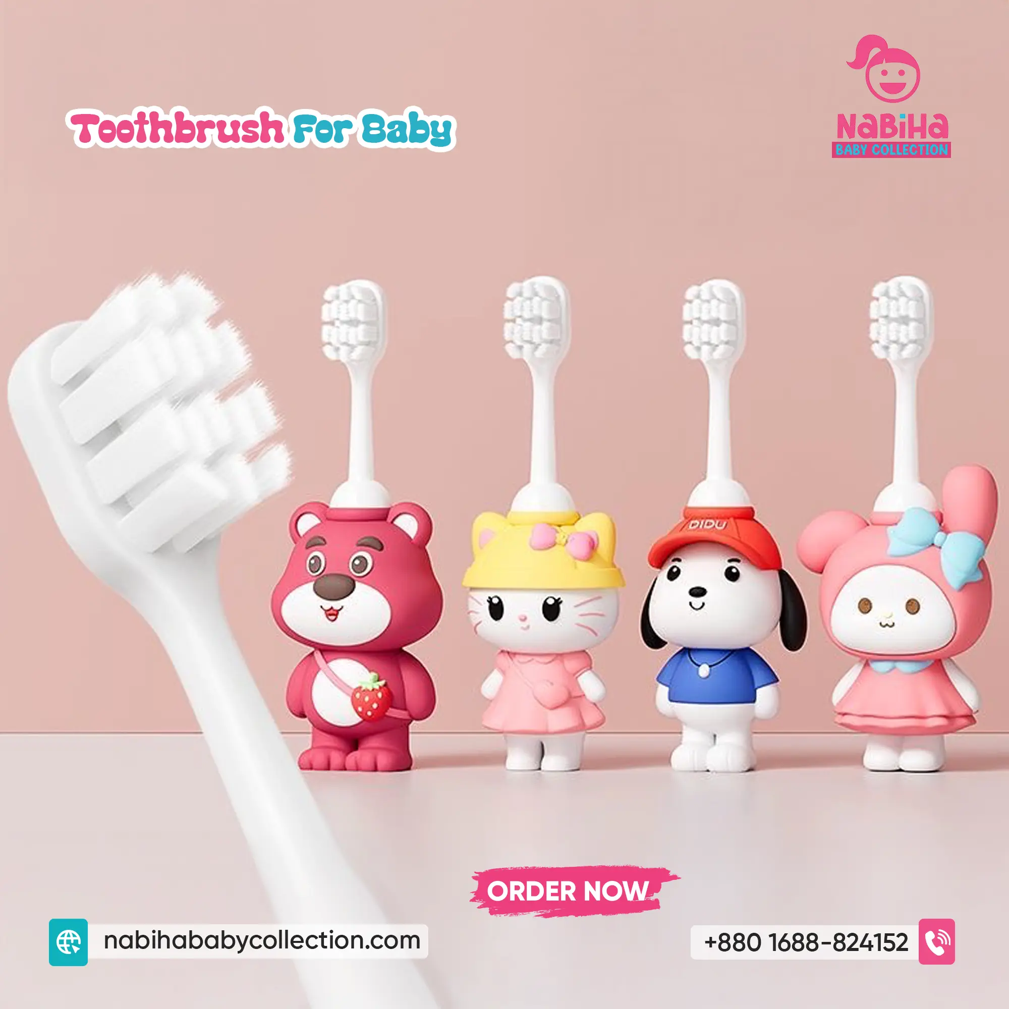Cute 3D Cartoon Soft Baby Toothbrush