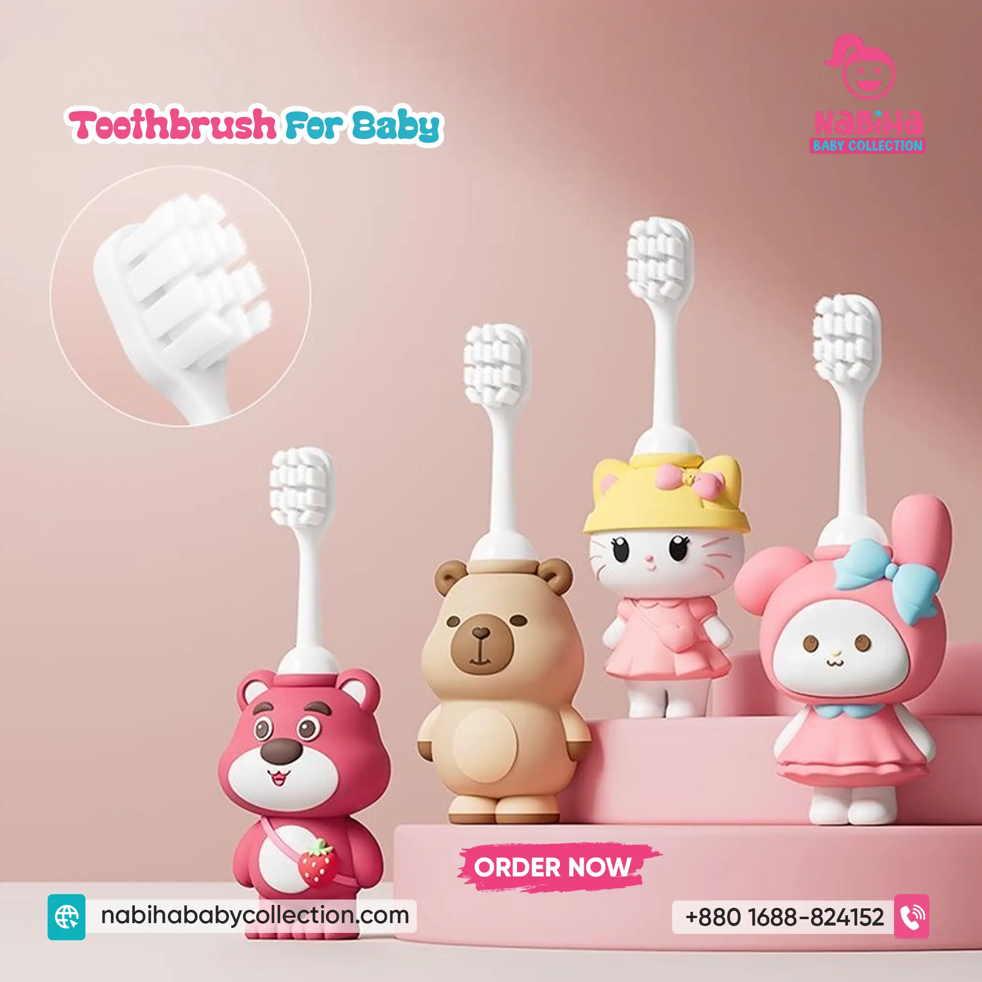 Cute 3D Cartoon Soft Baby Toothbrush