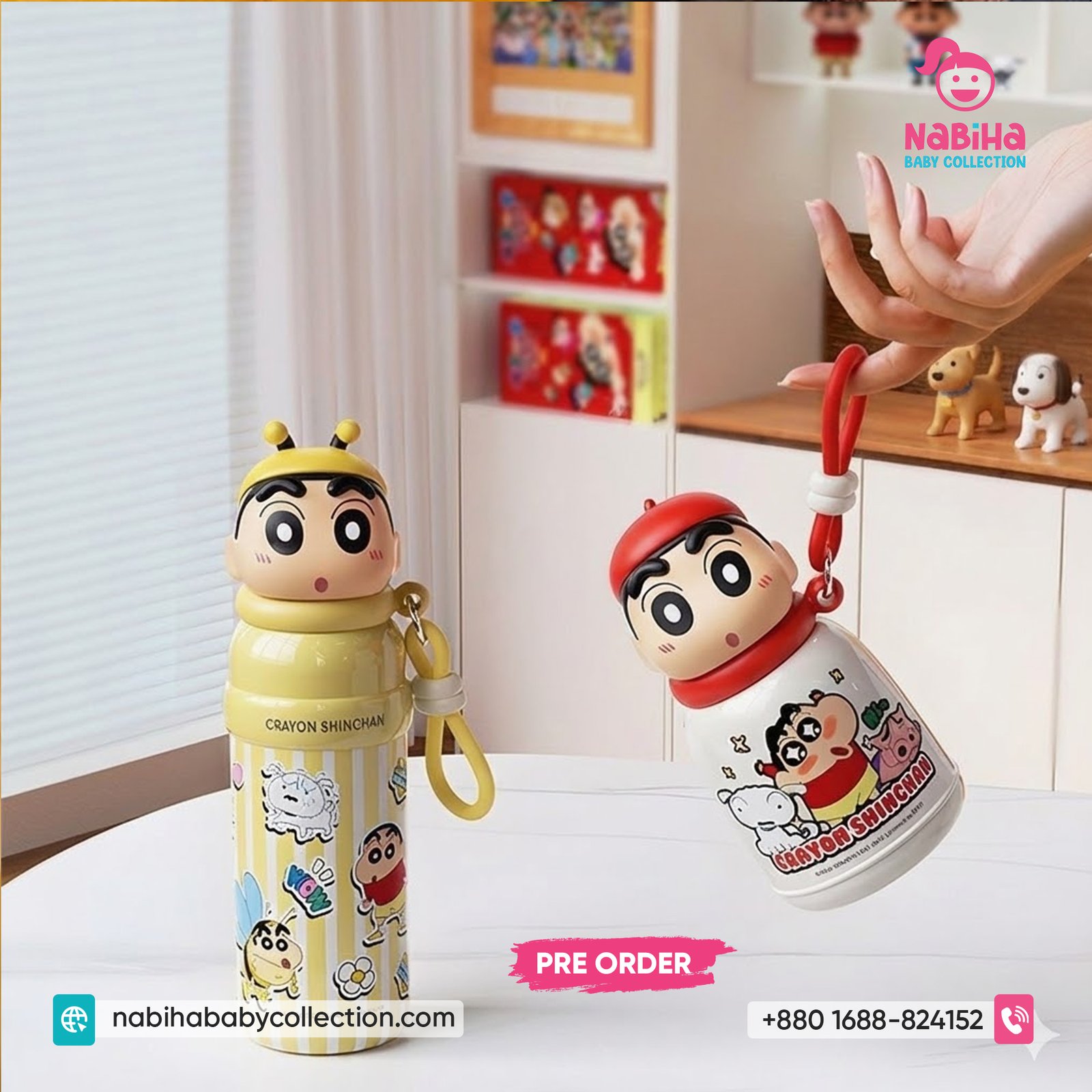 Crayon Shin-chan 3D Character Insulated Thermos Bottle (350ml)