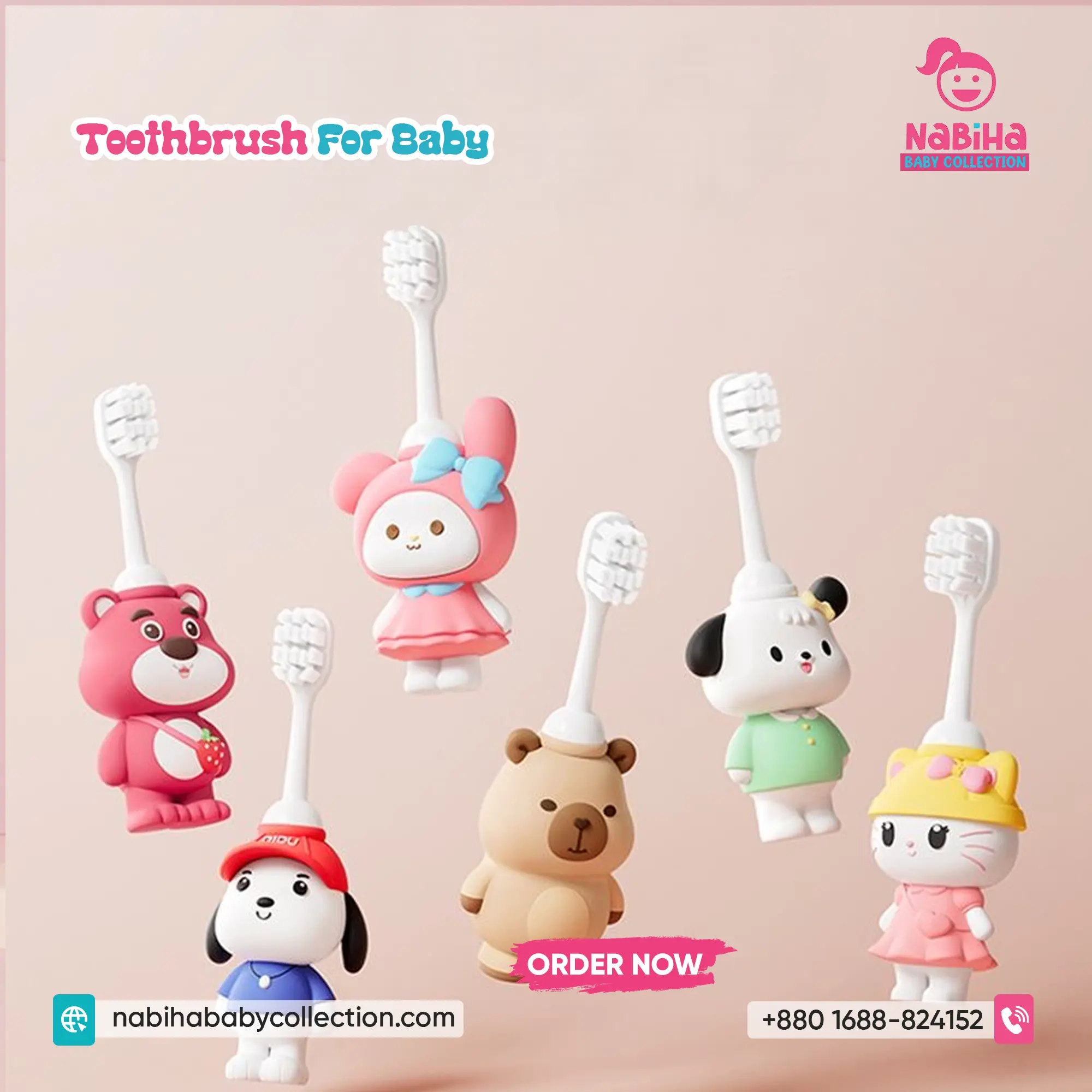 Cute 3D Cartoon Soft Baby Toothbrush