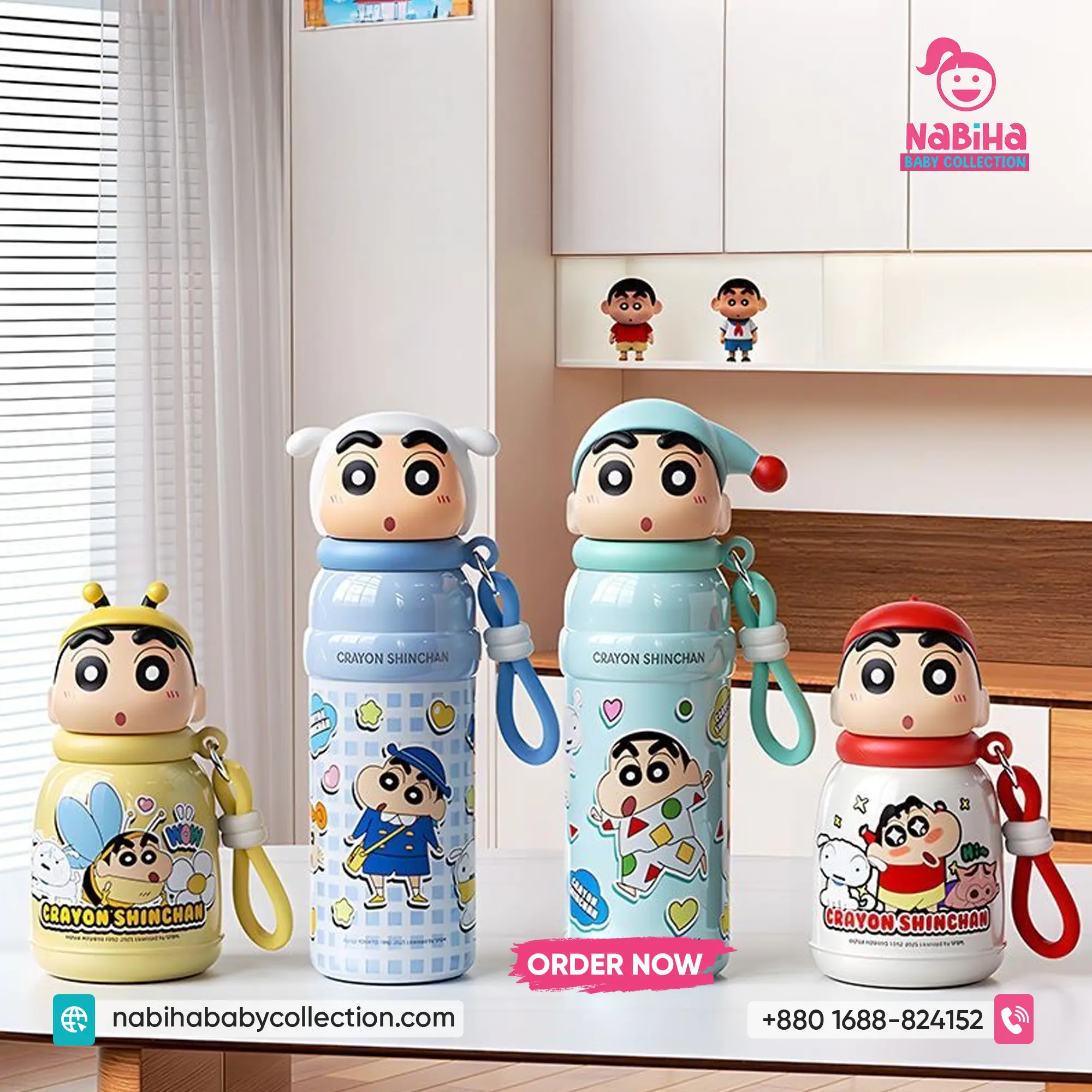 Crayon Shin-chan 3D Character Insulated Thermos Bottle (350ml)