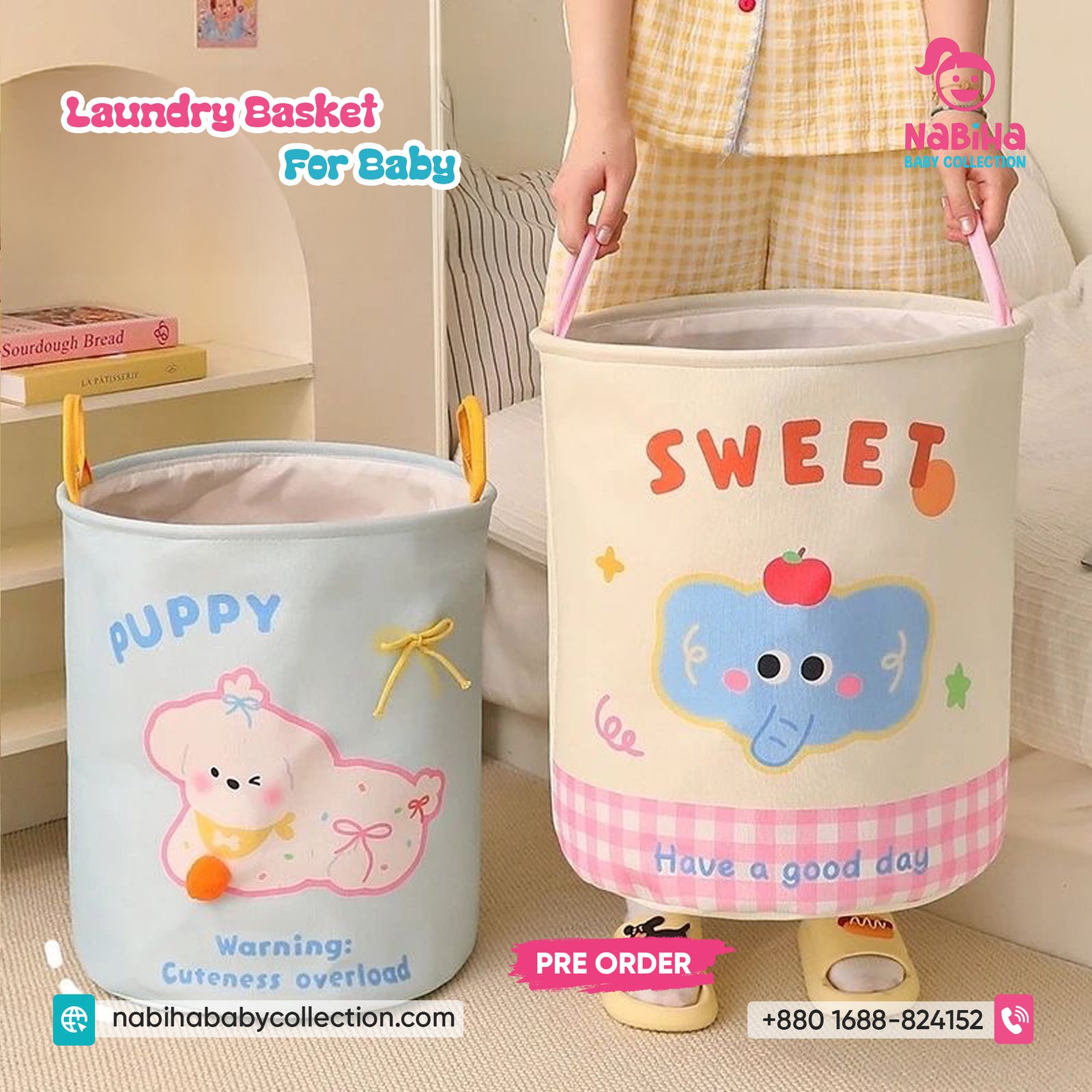Cute Cartoon Laundry & Toy Storage Basket