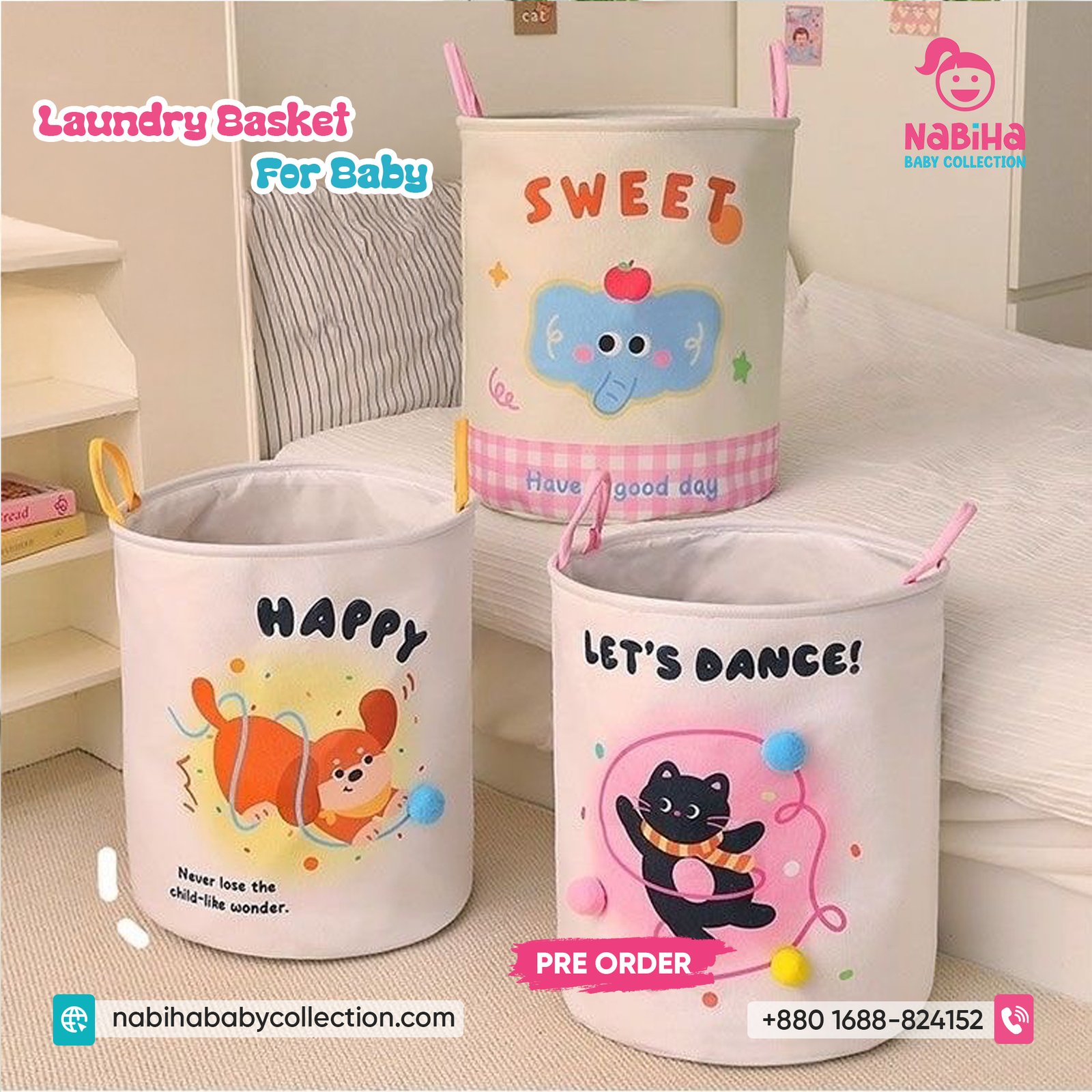 Cute Cartoon Laundry & Toy Storage Basket