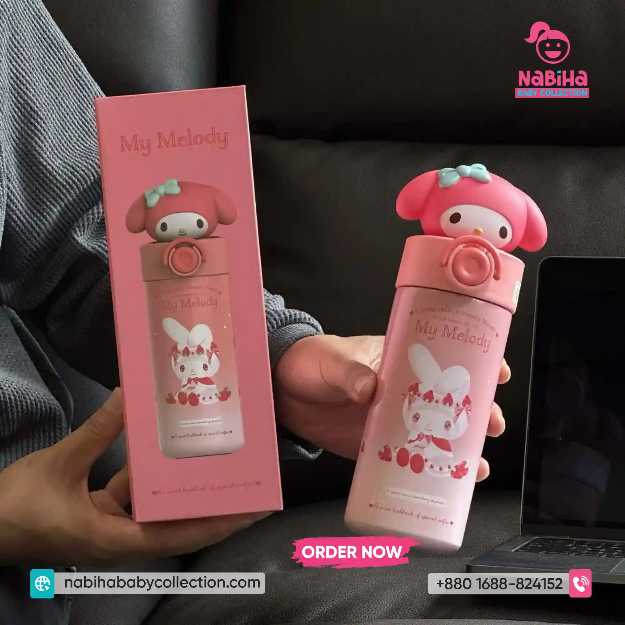 Cute Sanrio 3D Character Premium SUS 316 Insulated Thermos Bottle (450ml)