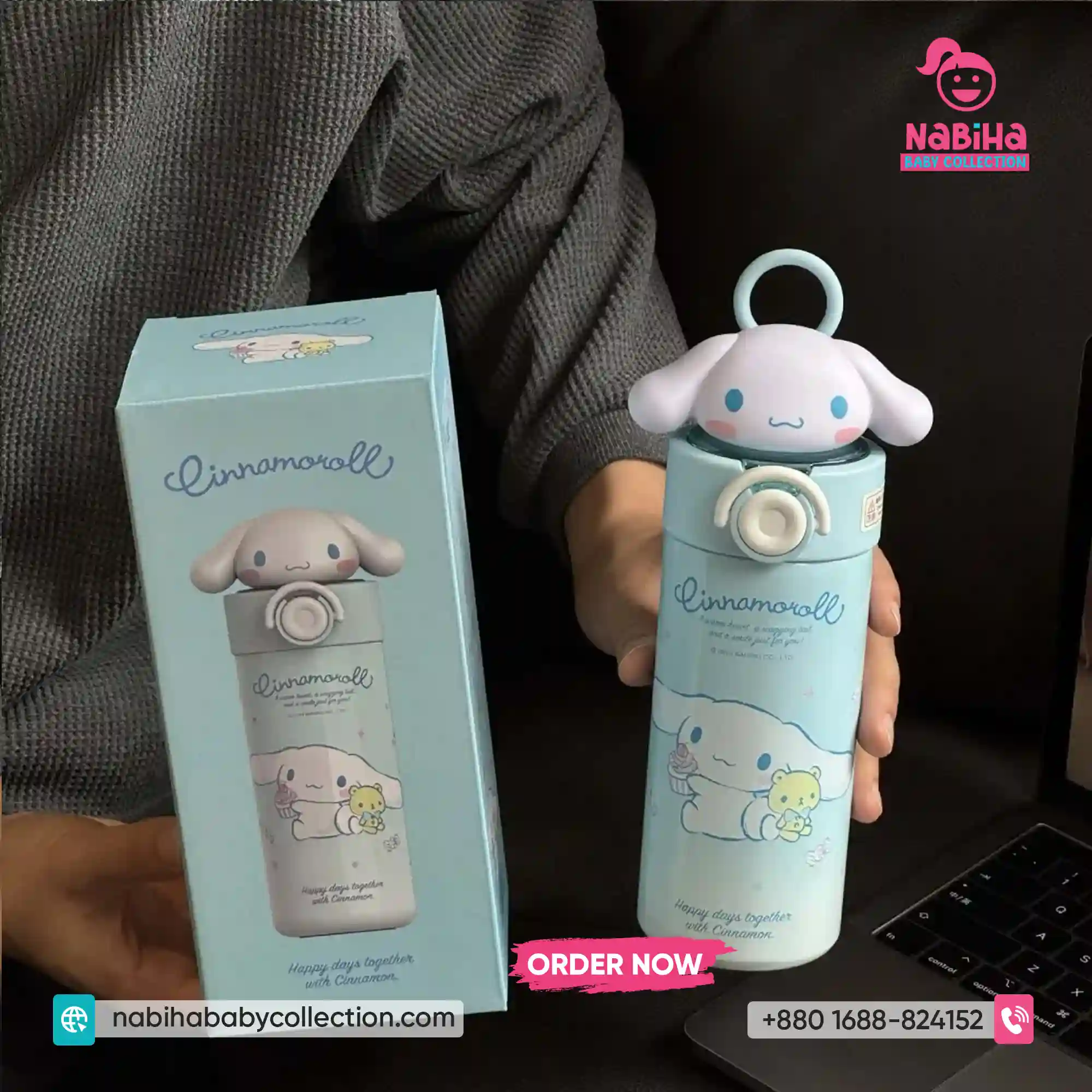 Cute Sanrio 3D Character Premium SUS 316 Insulated Thermos Bottle (450ml)