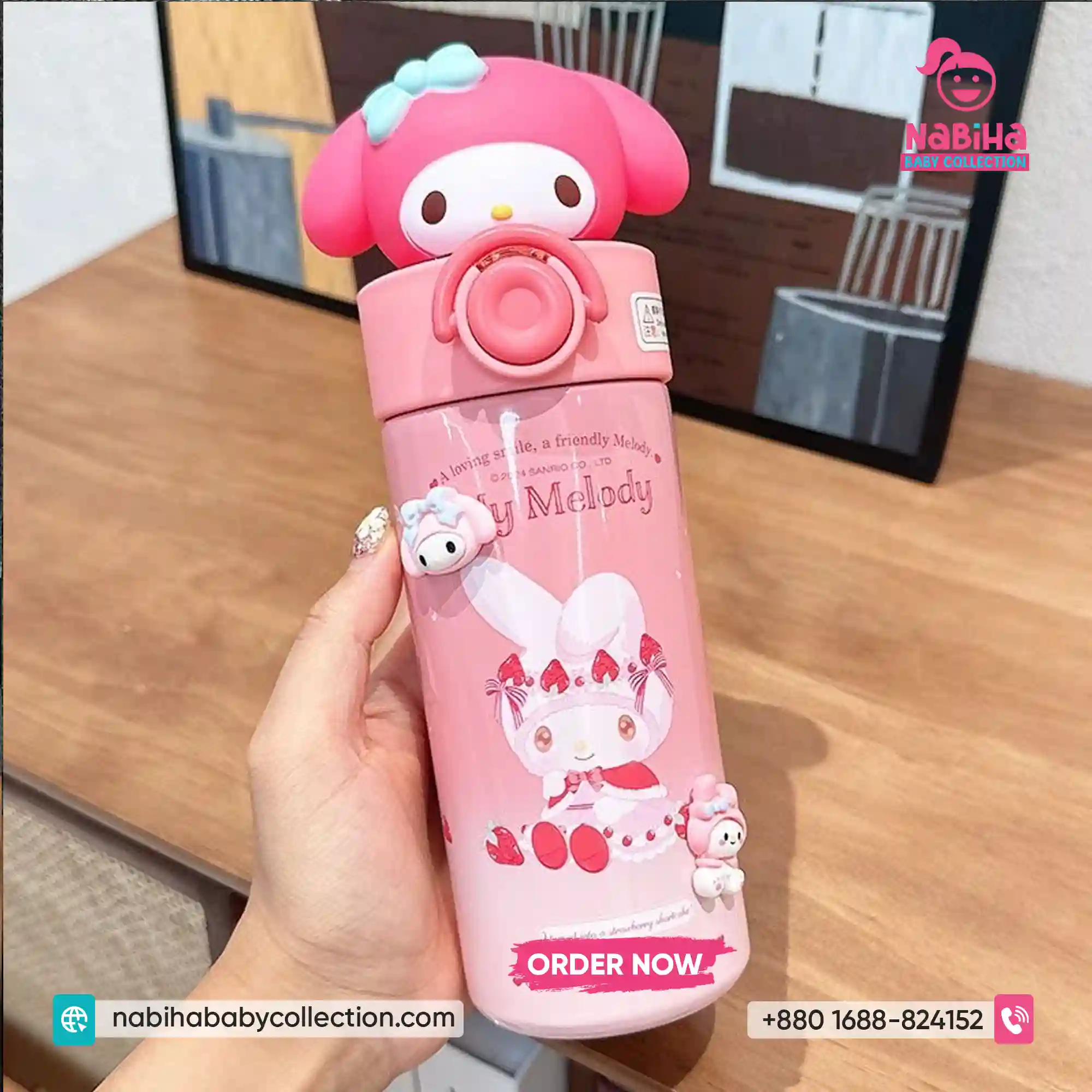 Cute Sanrio 3D Character Premium SUS 316 Insulated Thermos Bottle (450ml)