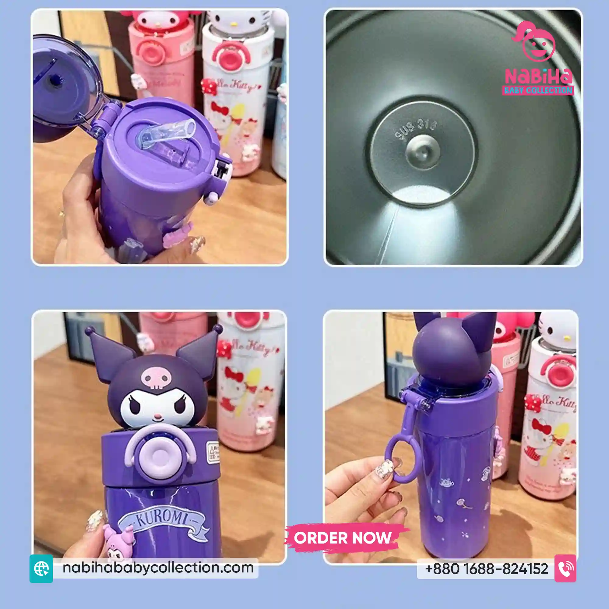 Cute Sanrio 3D Character Premium SUS 316 Insulated Thermos Bottle (450ml)