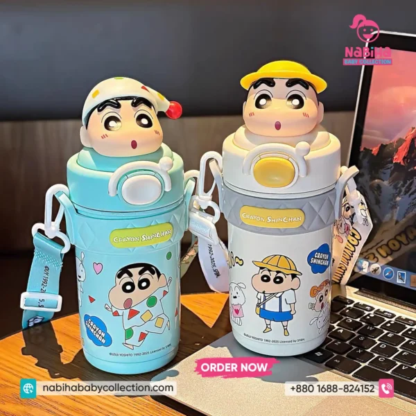 Crayon Shin-chan 3D Character Premium Thermos Bottle with Strap (420ml)