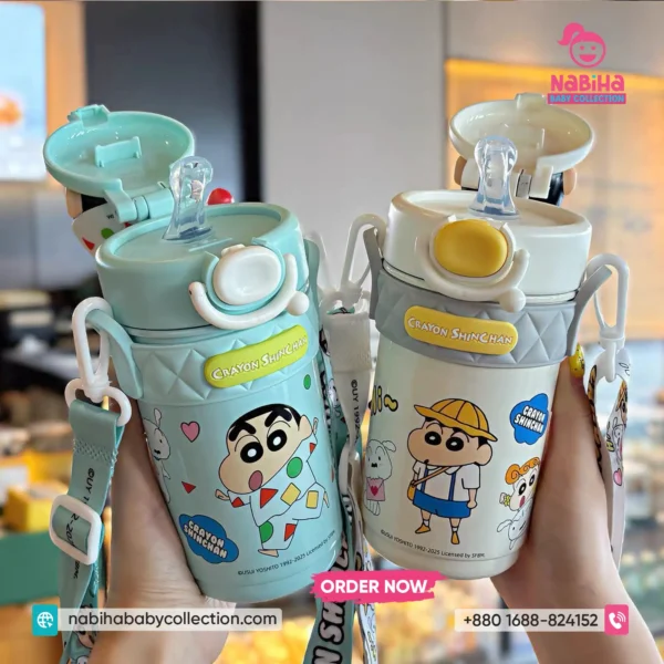 Crayon Shin-chan 3D Character Premium Thermos Bottle with Strap (420ml)