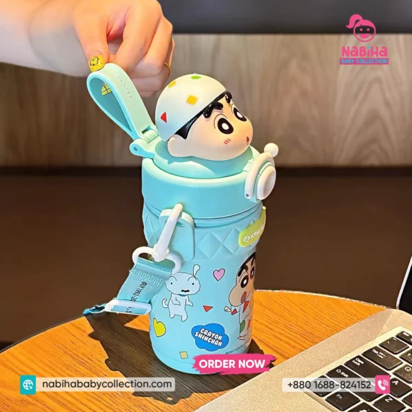 Crayon Shin-chan 3D Character Premium Thermos Bottle with Strap (420ml)