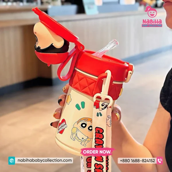 Crayon Shin-chan 3D Character Premium Thermos Bottle with Strap (420ml)