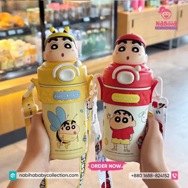 Crayon Shin-chan 3D Character Premium Thermos Bottle with Strap (420ml)