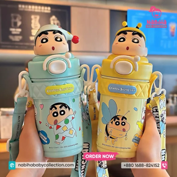 Crayon Shin-chan 3D Character Premium Thermos Bottle with Strap (420ml)