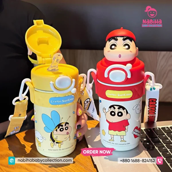 Crayon Shin-chan 3D Character Premium Thermos Bottle with Strap (420ml)