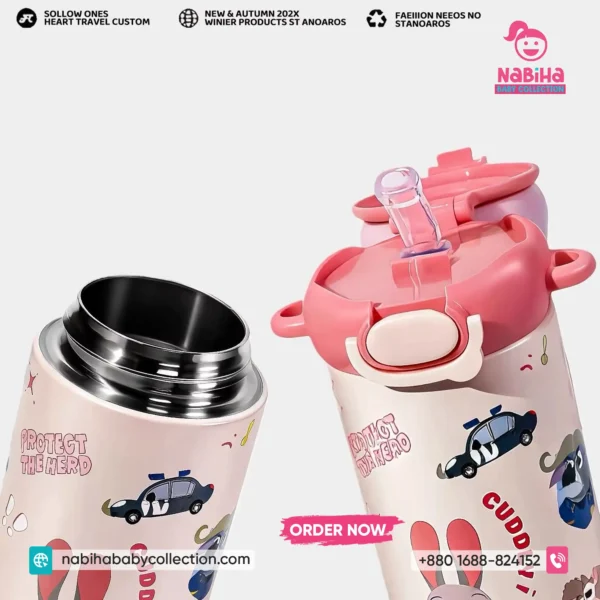 Disney Zootopia 3D Character Premium Thermos Bottle with Strap (480ml)