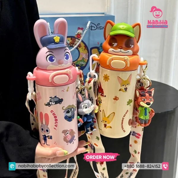 Disney Zootopia 3D Character Premium Thermos Bottle with Strap (480ml)