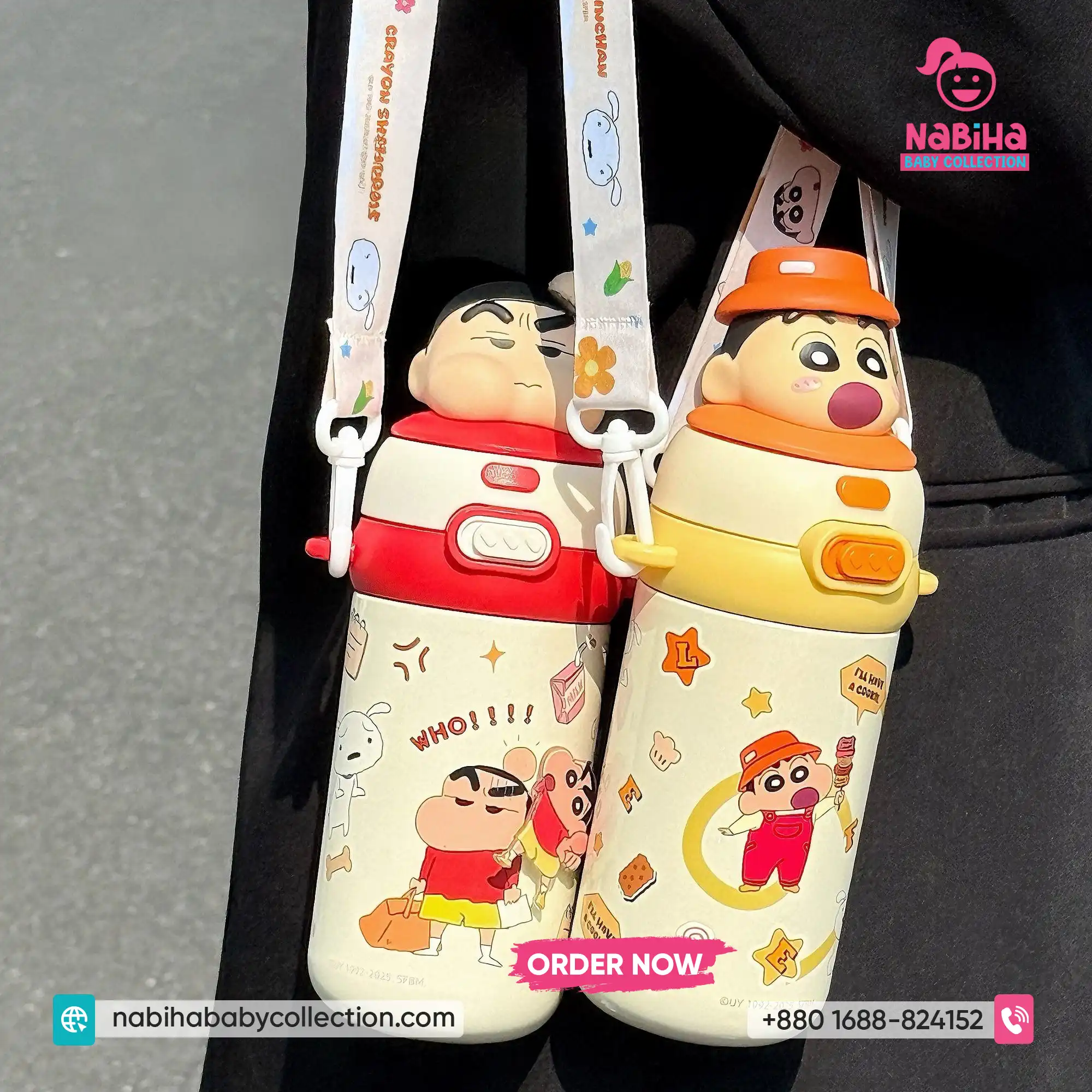 Crayon Shin-chan 3D Character Premium Thermos Bottle with Strap (520ml)