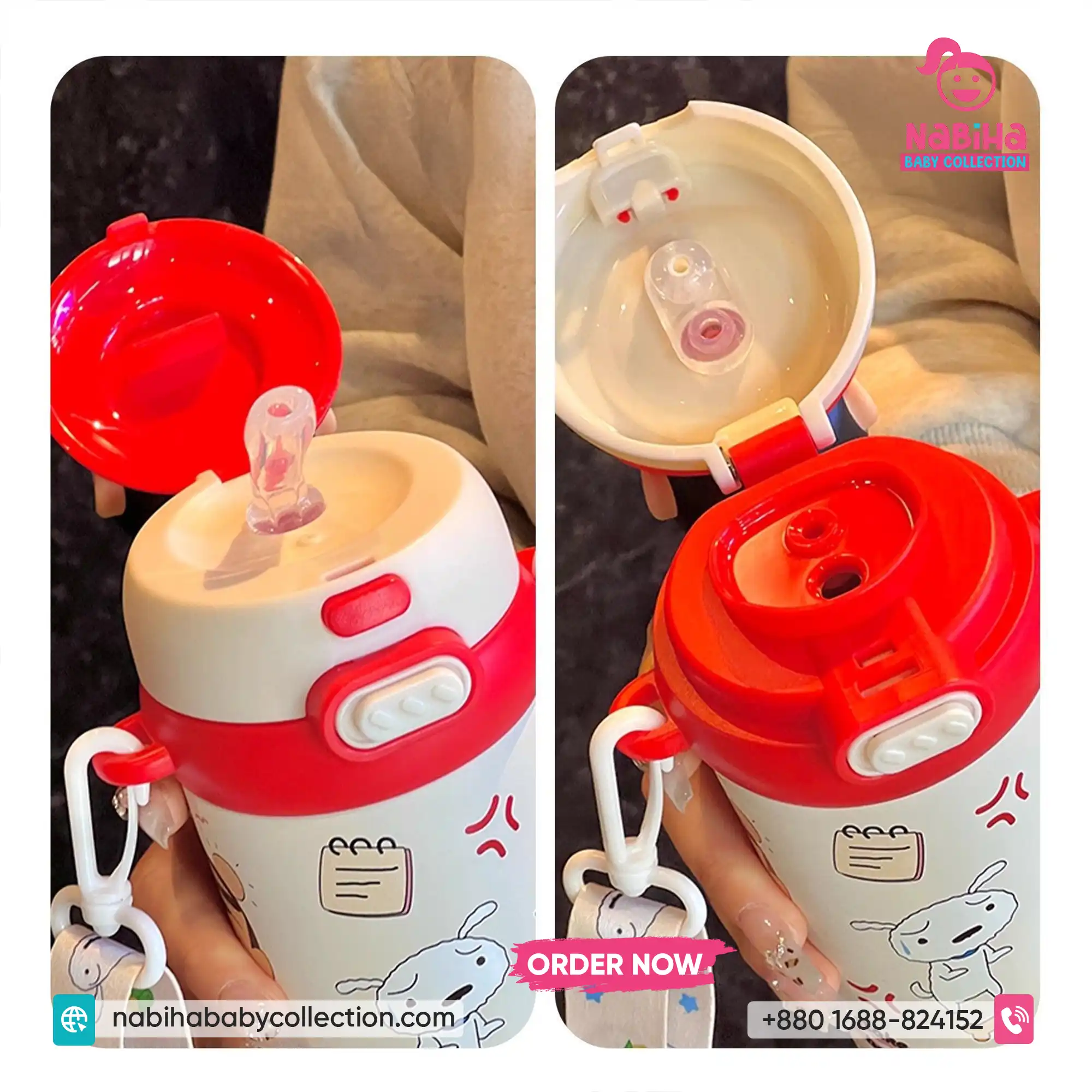 Crayon Shin-chan 3D Character Premium Thermos Bottle with Strap (520ml)