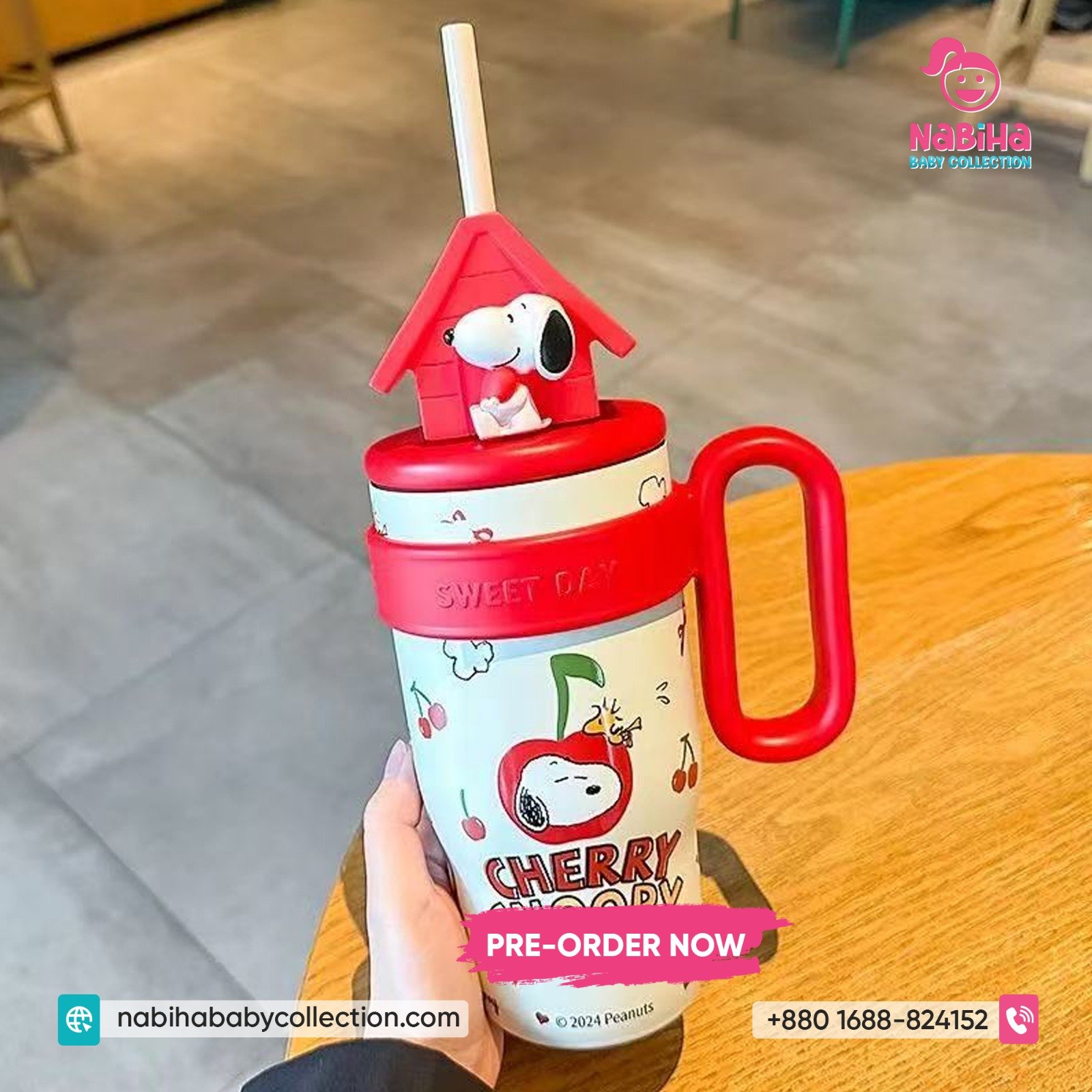 Snoopy 3D Character Large Capacity Sipper Bottle (800ml)