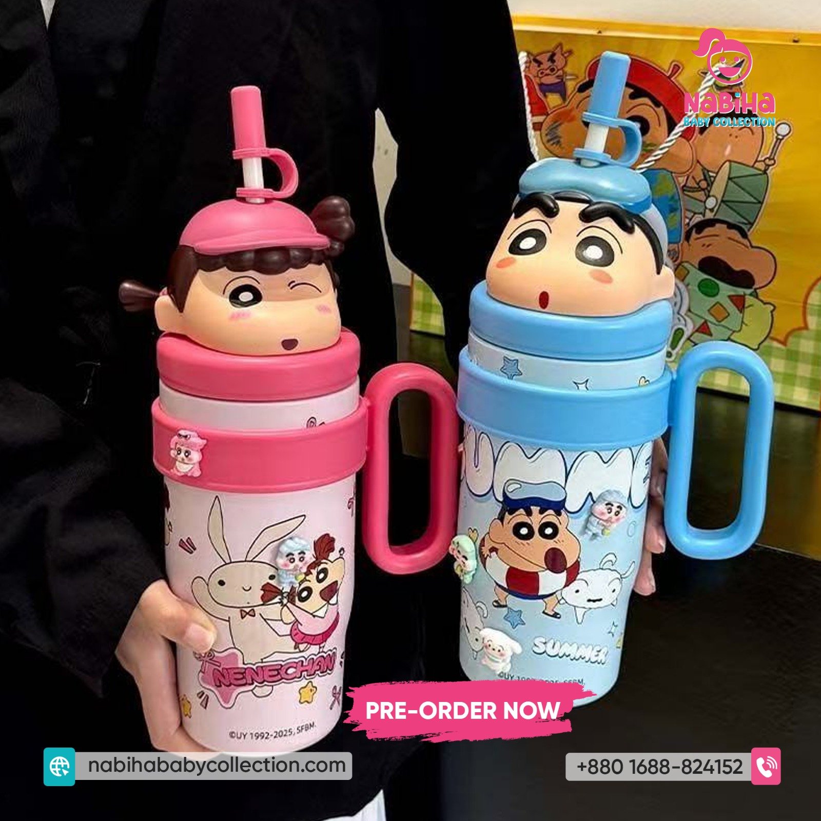 Crayon Shin-chan 3D Character Large Capacity Sipper Bottle (800ml)