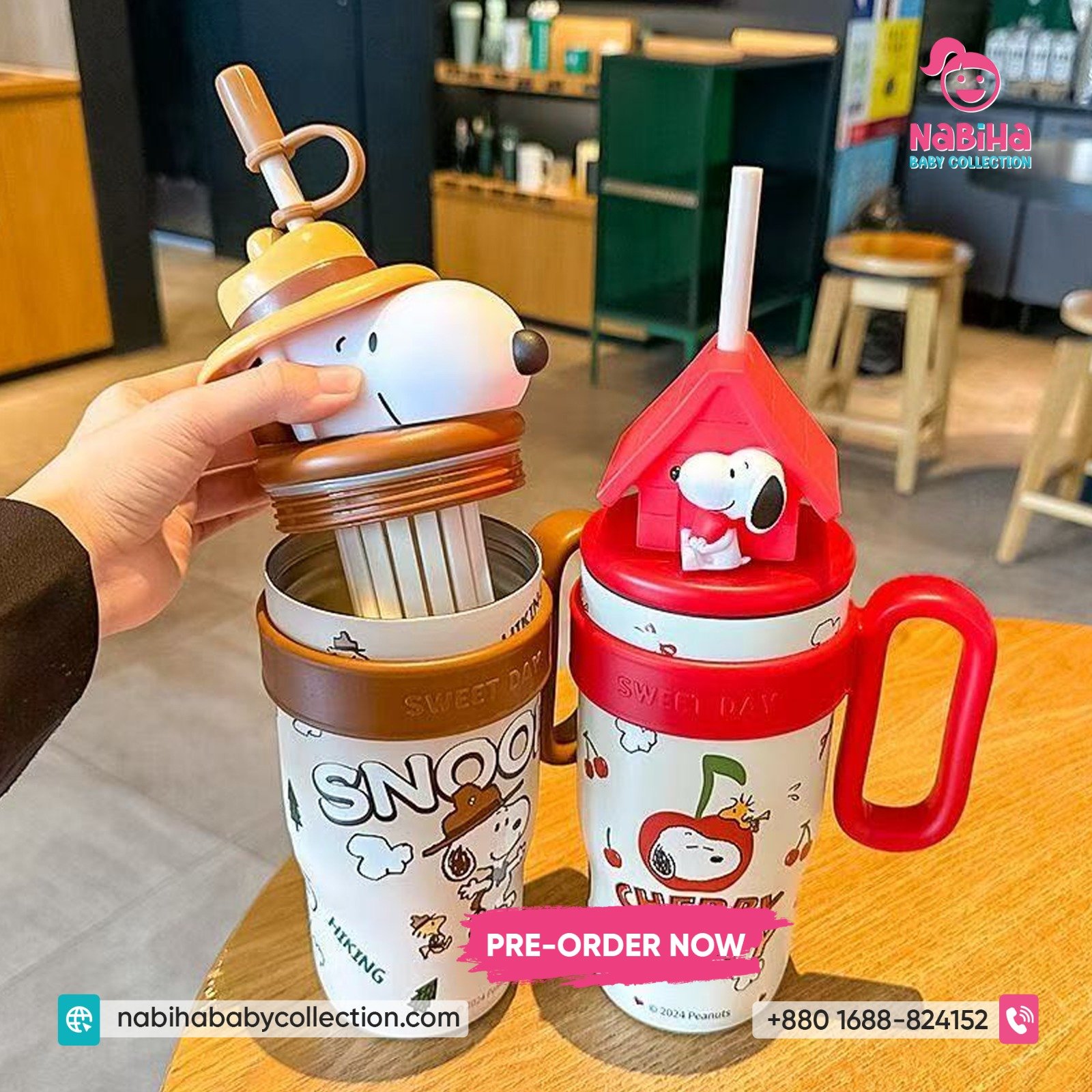 Snoopy 3D Character Large Capacity Sipper Bottle (800ml)