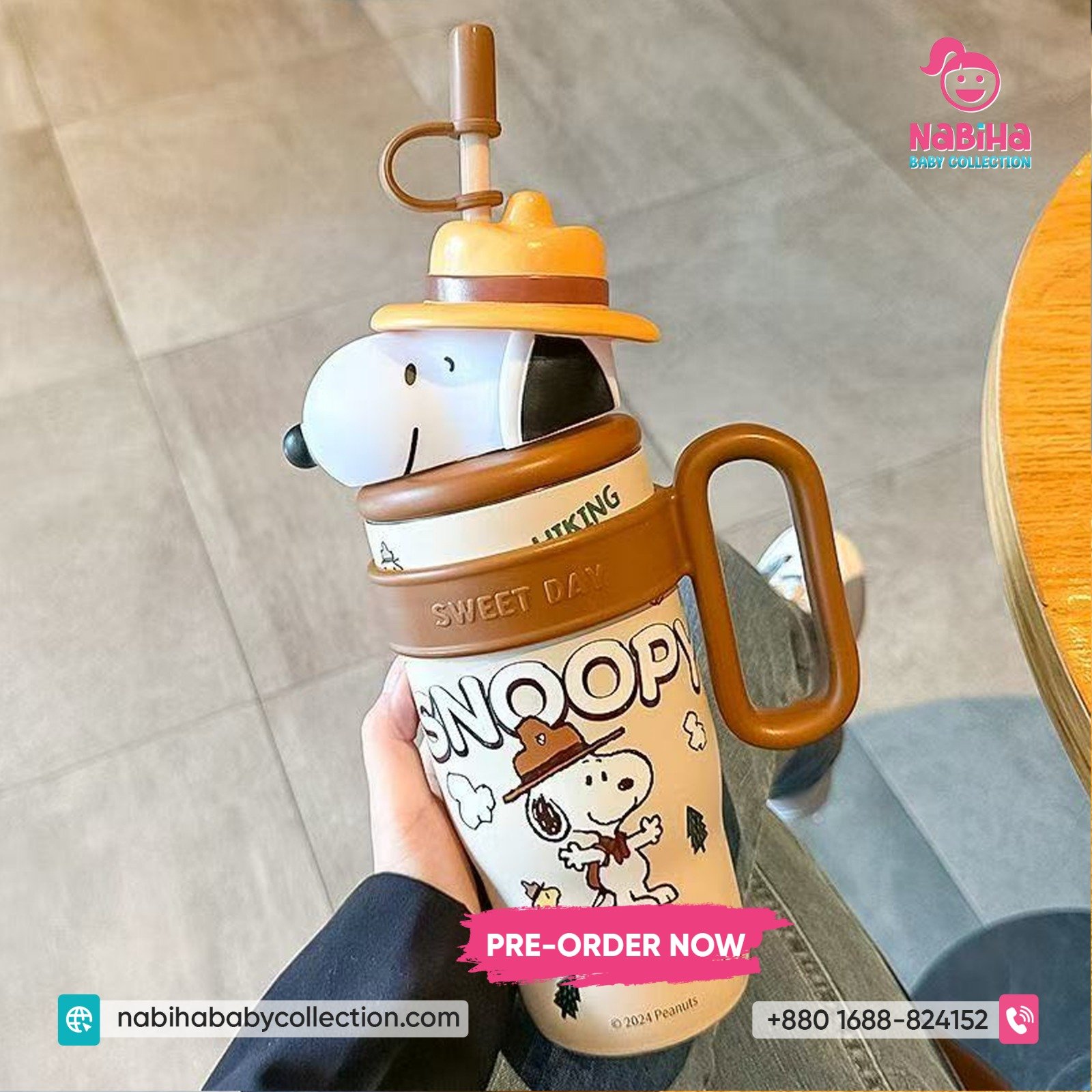 Snoopy 3D Character Large Capacity Sipper Bottle (800ml)