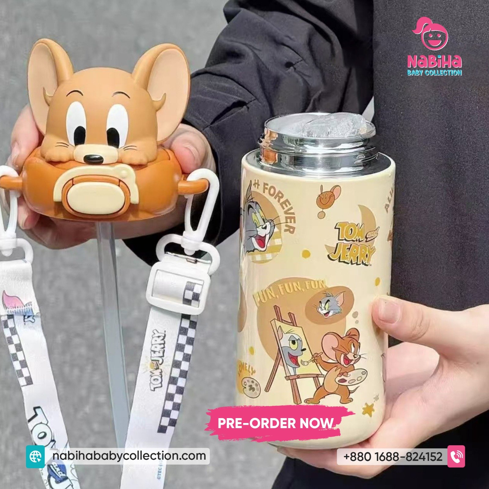 Tom & Jerry 3D Character Large Capacity Sipper Bottle 800ml