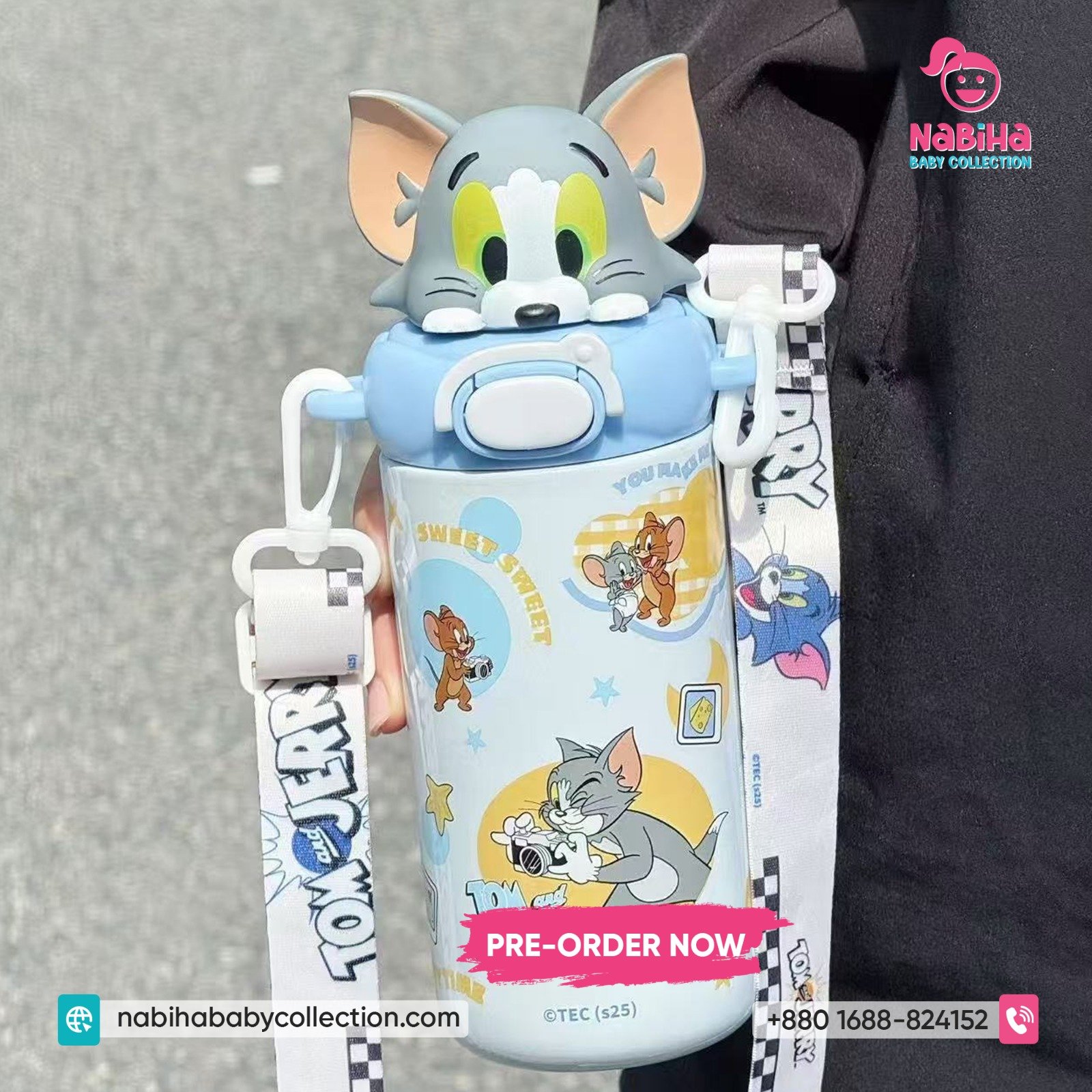 Tom & Jerry 3D Character Large Capacity Sipper Bottle 800ml