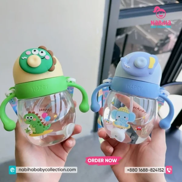Baby Sippy Cup & Milk Training Bottle with Gravity Ball & Handles