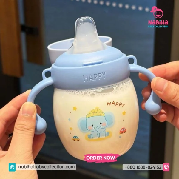Baby Sippy Cup & Milk Training Bottle with Gravity Ball & Handles
