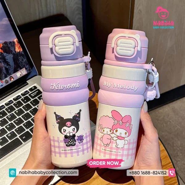 Sanrio Character 3D Silicone Ring Thermos Bottle with Cute Charm (500ml)