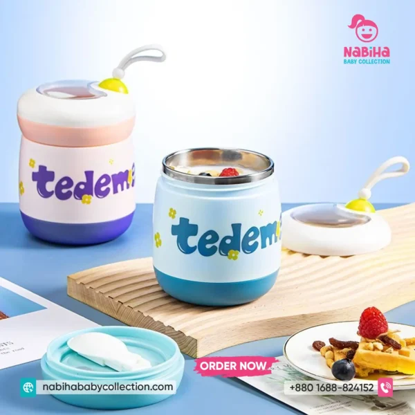 Tedemei 304 Stainless Steel Thermal Food Jar & Soup Cup with Folding Spoon (450ml)
