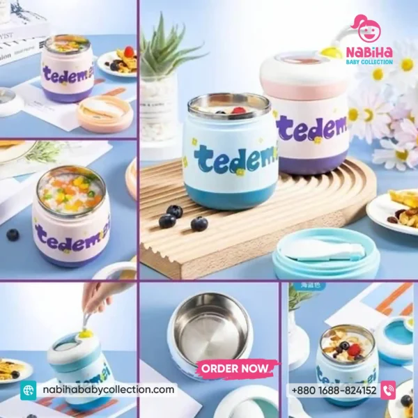 Tedemei 304 Stainless Steel Thermal Food Jar & Soup Cup with Folding Spoon (450ml)