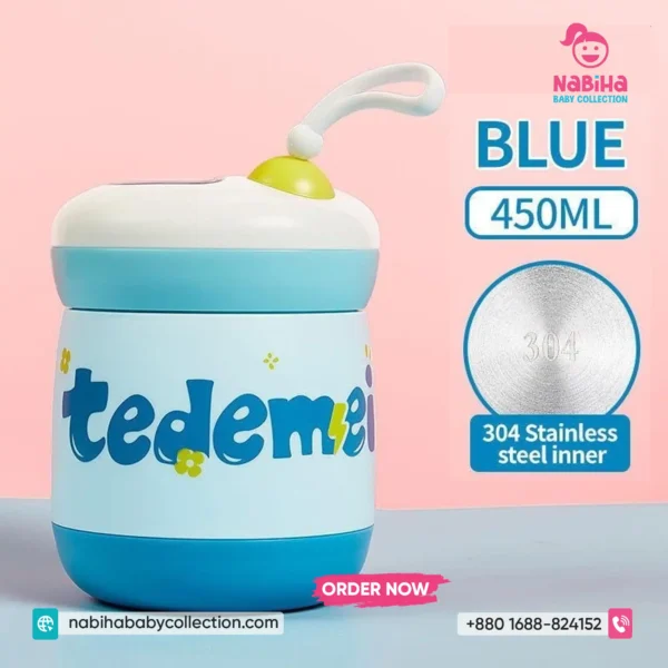 Tedemei 304 Stainless Steel Thermal Food Jar & Soup Cup with Folding Spoon (450ml)