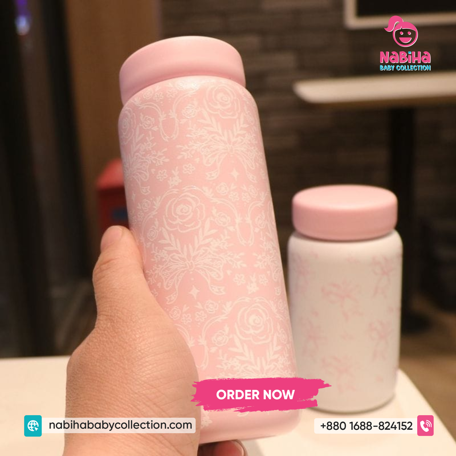 Floral Printed Insulated Water Bottle