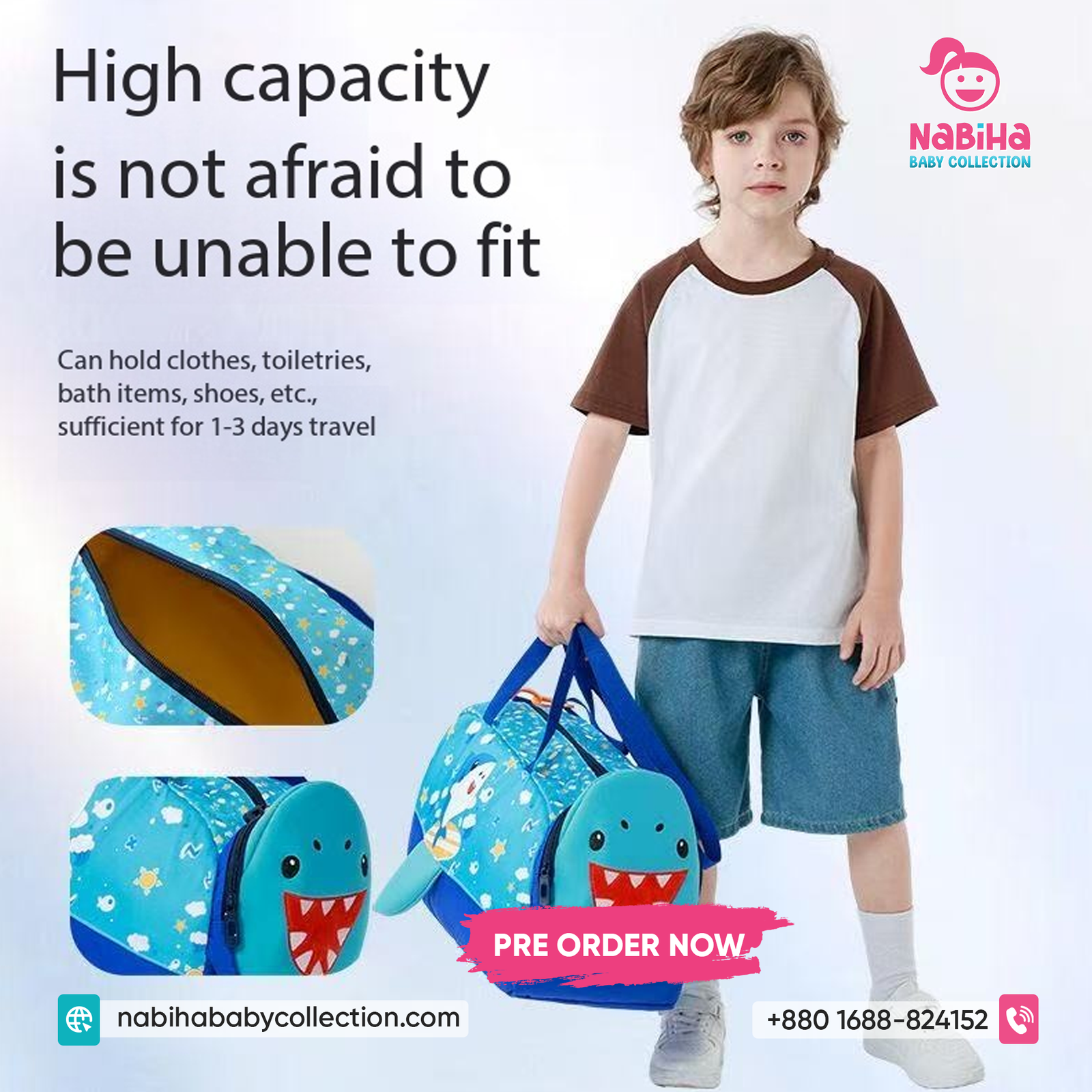 Cute Cartoon Animal Kids Travel Duffle Bag