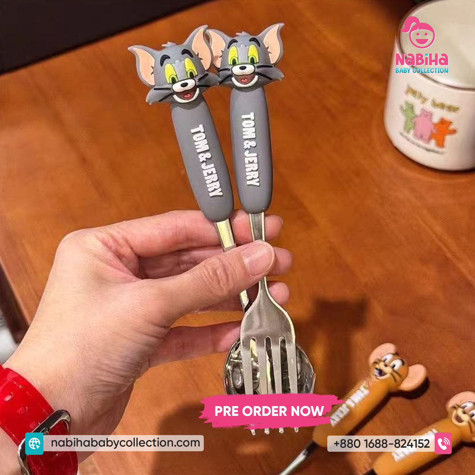Tom & Jerry Cartoon Kids Spoon & Fork Set